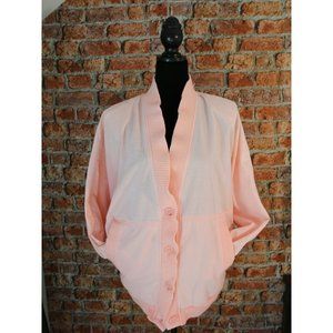 1980's PINK BOMBER JACKET with shoulder pads, dolman sleeves, size large